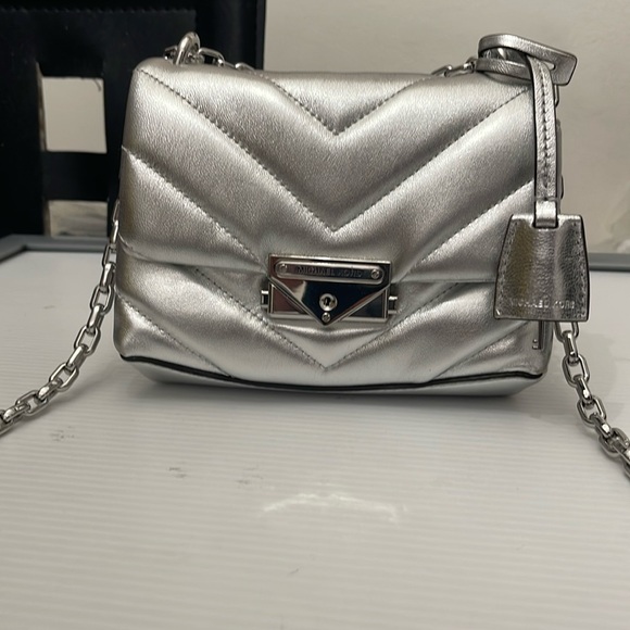 MICHEAL KORS CECE QUILTED METALLIC LEATHER COVERTIBLE CROSSBODY BAGS SIZE SMALL - Picture 1 of 16